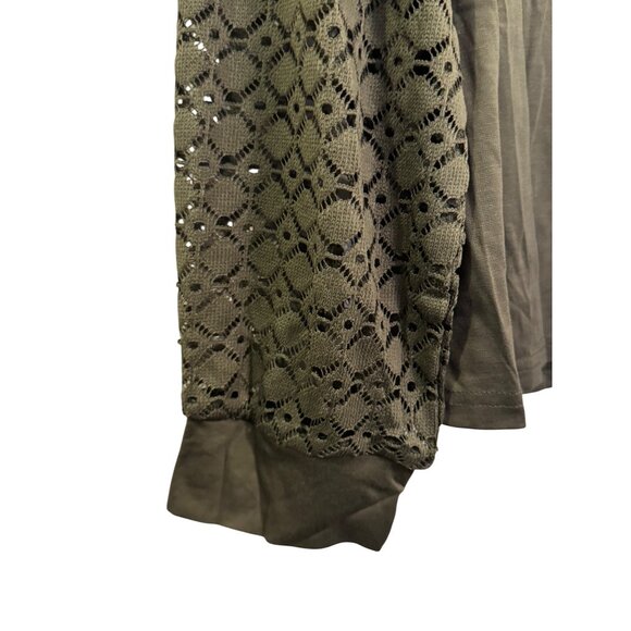 Hanna Nikole Womens Top Long Sleeve Lace Cutout Blouse Olive Green Size Medium - Picture 4 of 5